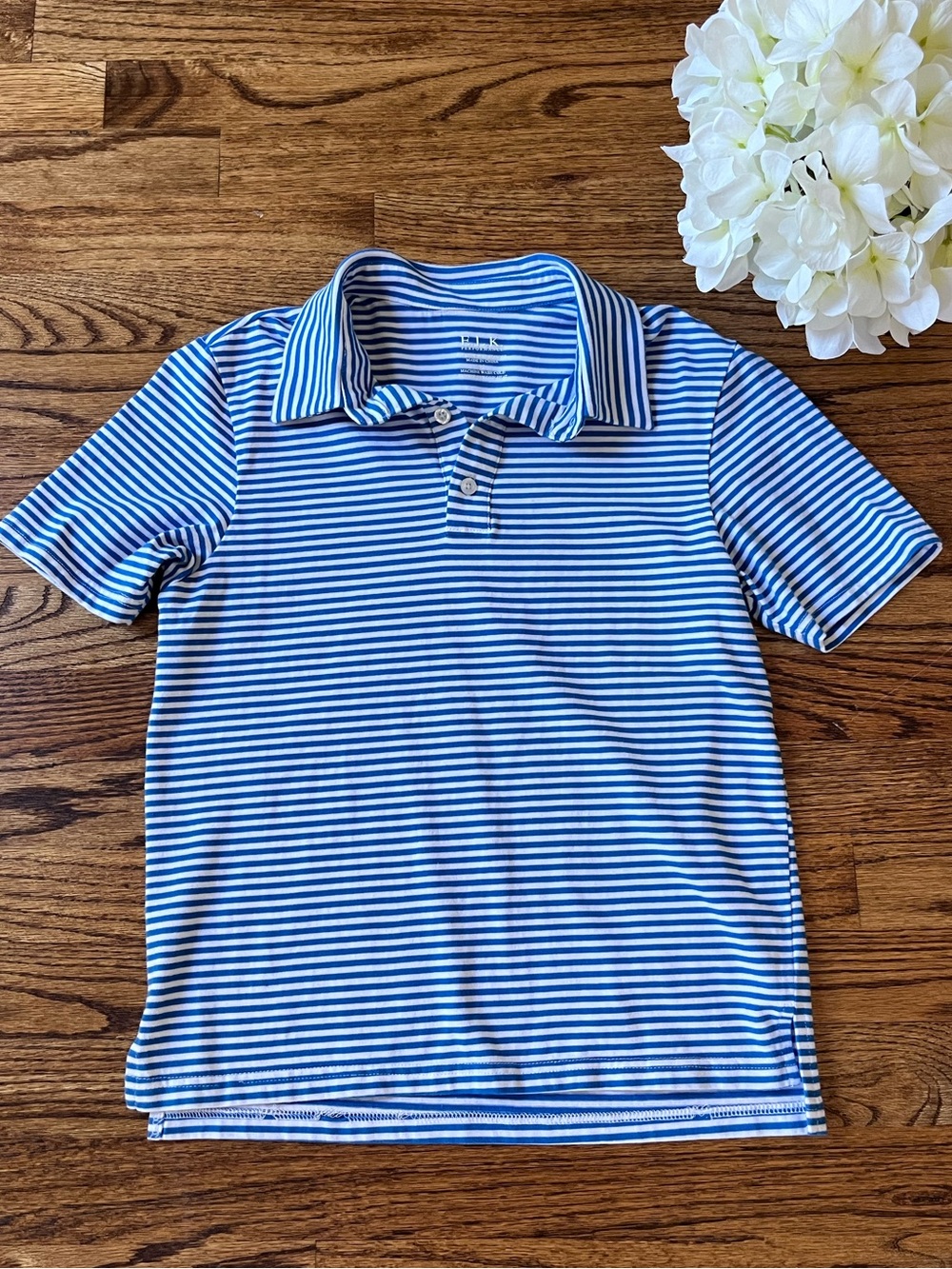 Boys Striped Polo Blue & White Size 12